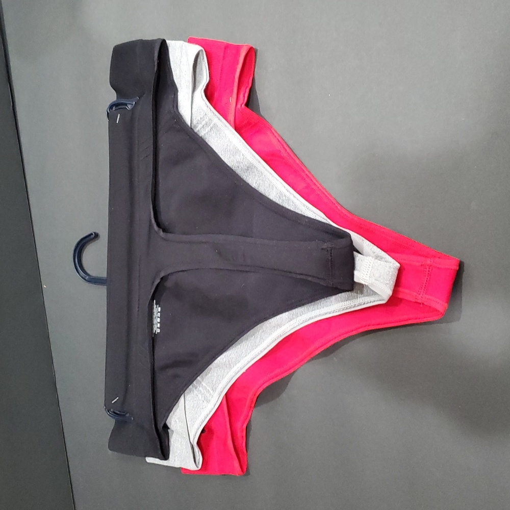 Tommy Hilfiger 3pack black gray red seamless thong Tommy logo panties size large